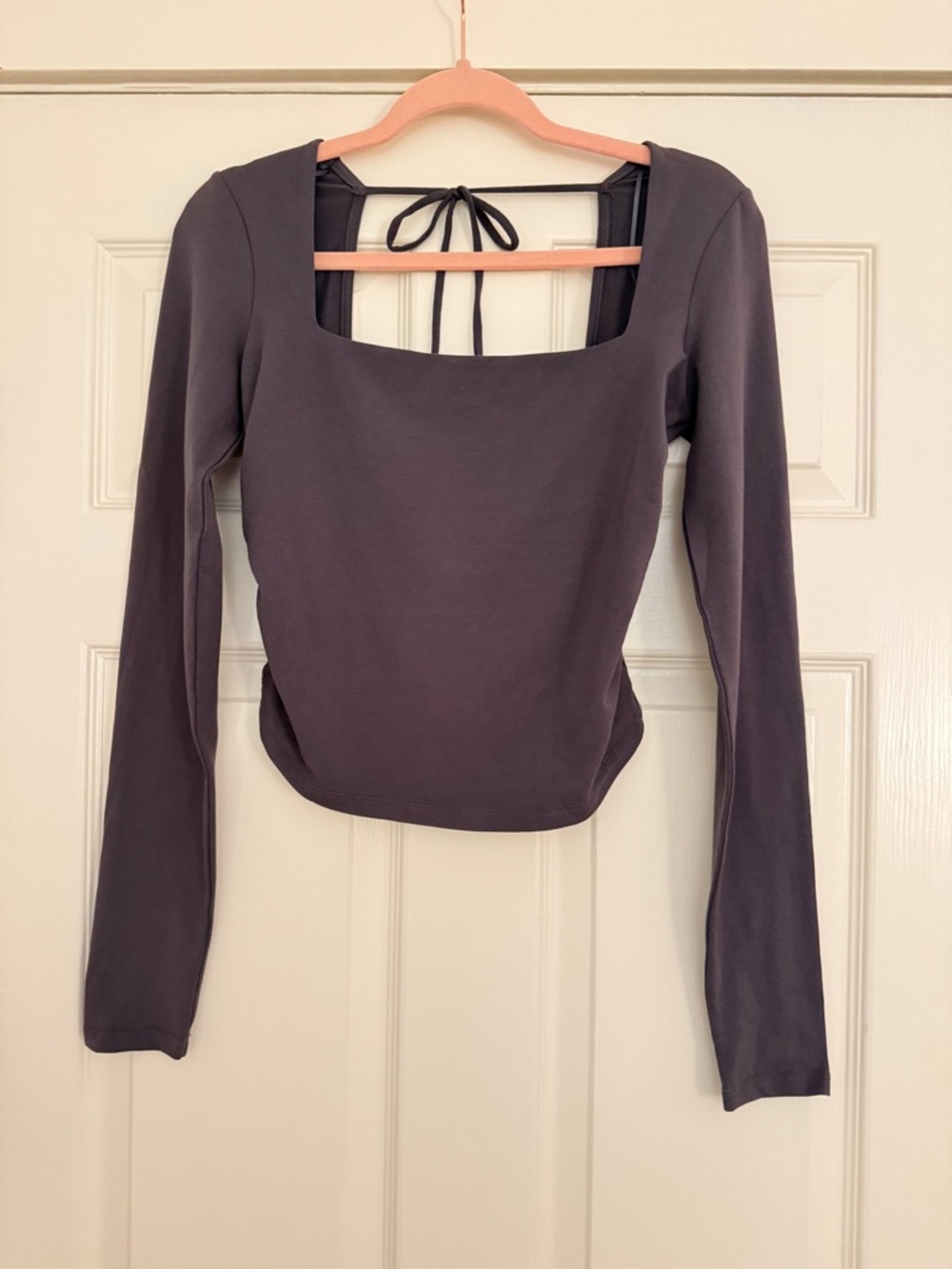 Garage Women's Long Sleeve Square Neck Top in Charcoal